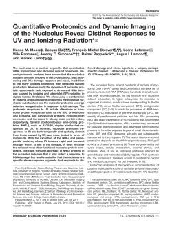 Quantitative Proteomics and Dynamic Imaging of the Nucleolus