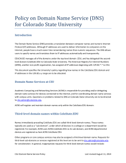 Policy on Domain Name Service (DNS) for Colorado State