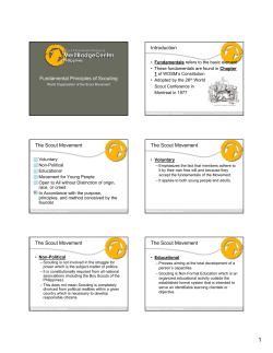 Fundamental Principles of Scouting Introduction The Scout