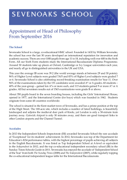 Appointment of Head of Philosophy From September 2016