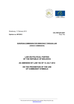 LAW ON POLITICAL PARTIES OF THE REPUBLIC OF MOLDOVA