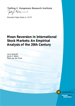 Mean Reversion in International Stock Markets: An Empirical