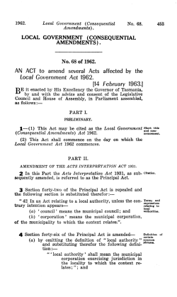 Local Government Act 1962.