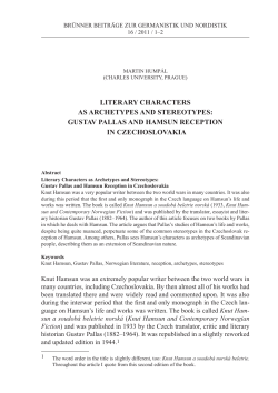 Literary CharaCters as arChetypes and stereotypes: Gustav paLLas