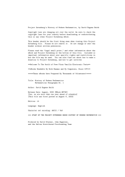 Project Gutenberg`s History of Modern Mathematics, by David