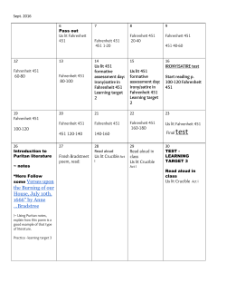 United States literature A calendar Tri 1 2016
