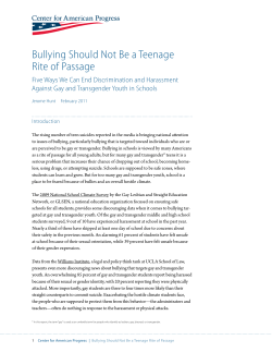 Bullying Should Not Be a Teenage Rite of Passage