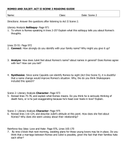 ROMEO AND JULIET: ACT II SCENE 2 READING GUIDE Name