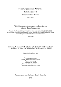 Forschungszentrum Karlsruhe Third European Intercomparison