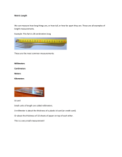 Metric Length We can measure how long things are, or how tall, or