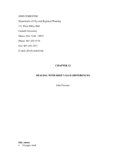 JOHN FORESTER Department of City and Regional