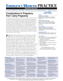 Complications In Pregnancy Part I: Early Pregnancy