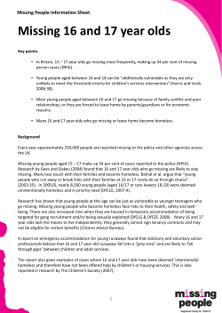 Missing 16 and 17 year olds