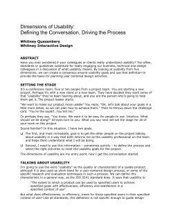 Dimensions of Usability: Defining the Conversation, Driving the