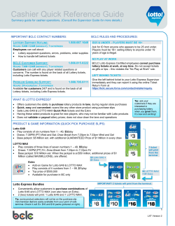 Cashier Quick Reference Guide - Lotto!