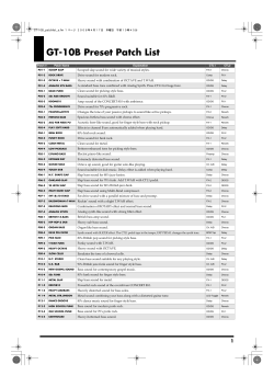 GT-10B Preset Patch List