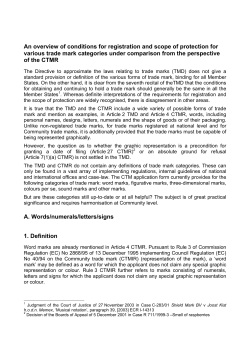 An overview of conditions for registration and scope