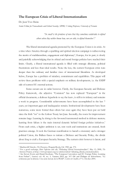 The European Crisis of Liberal Internationalism - ECSA-C