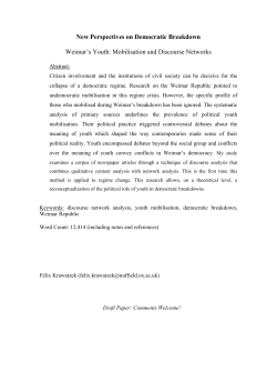 New Perspectives on Democratic Breakdown Weimar`s Youth