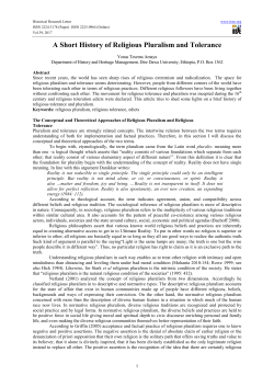A Short History of Religious Pluralism and Tolerance