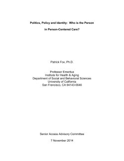 Who is the Person in Person-Centered Care