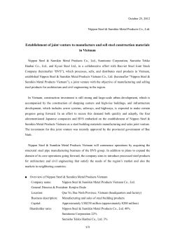 Establishment of joint venture to manufacture and sell steel