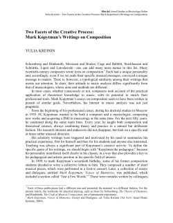 Mark Kopytman`s Writings on Composition