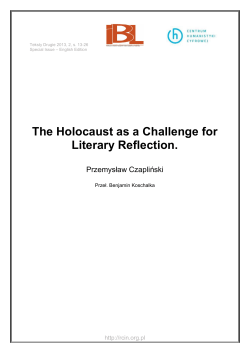 The Holocaust as a Challenge for Literary Reflection.