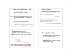 Rule of sample proportions (p. 359) True proportion unknown