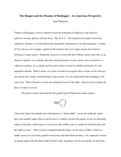 The Danger and the Promise of Heidegger