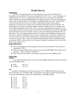 Needs Survey Report - Working to Prevent and End Homelessness