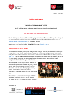 Nordic training seminar on Counter and Alternative narratives