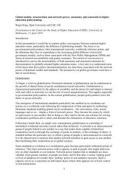 Policy internationalism - Melbourne CSHE