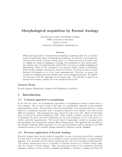 Morphological acquisition by Formal Analogy