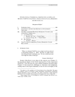 NAFTA`s Chapter 11, Exhaustion of Local Remedies and Res Judicata