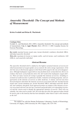 Anaerobic Threshold: The Concept and Methods