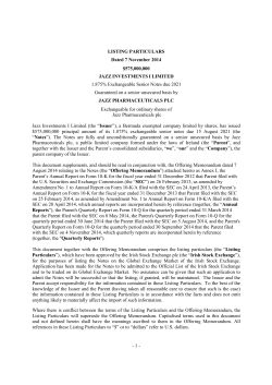 1 - LISTING PARTICULARS Dated 7 November 2014 $575000000