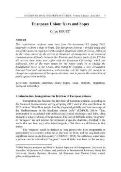 European Union: fears and hopes - Eastern Journal of European