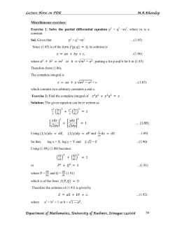 Miscellaneous exercises: Exercise 1: Solve the partial differential