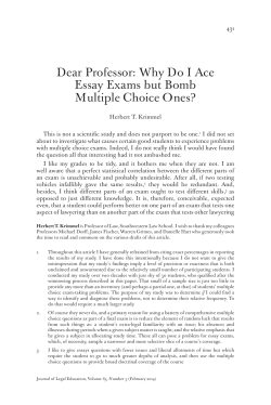 Dear Professor: Why Do I Ace Essay Exams but Bomb Multiple
