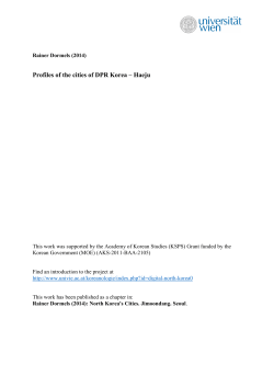 Profiles of the cities of DPR Korea &ndash; Haeju