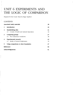 UNIT 6 EXPERIMENTS AND THE LOGIC OF COMPARISON