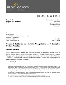 Proposed Guidance on Certain Manipulative and Deceptive