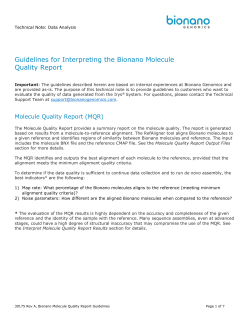 Bionano Molecule Quality Report Guidelines