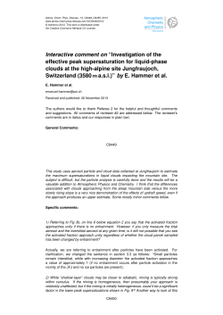 Interactive comment on &ldquo;Investigation of the effective peak