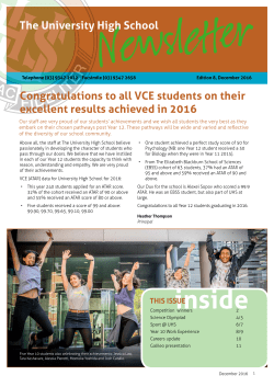 December 2016 eNews - University High School