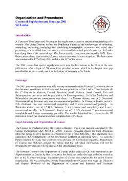 Organization and Procedures - Department of Census and Statistics
