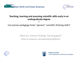 Teaching, learning and assessing generic scientific skills early in an