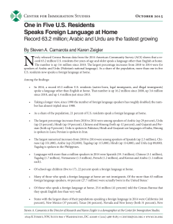 One in Five U.S. Residents Speaks Foreign Language at Home