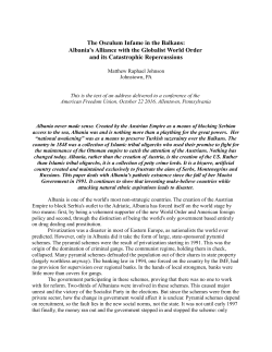 The Osculum Infame in the Balkans: Albania`s Alliance